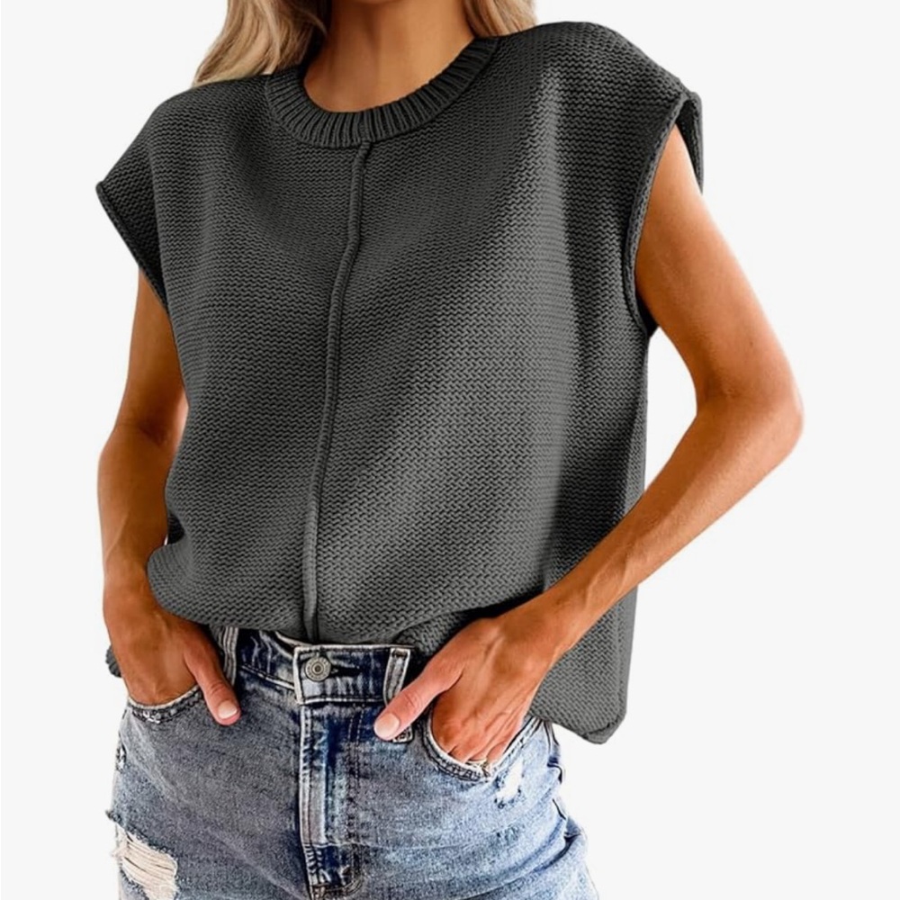 Amazon Gray Ribbed Polo Muscle Tee